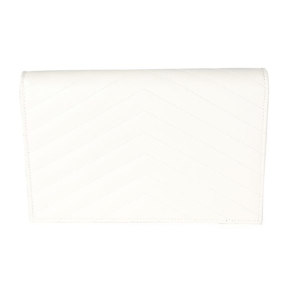 Saint Laurent White Grain De Poudre Envelope Chain Wallet - Picture 3 of 8